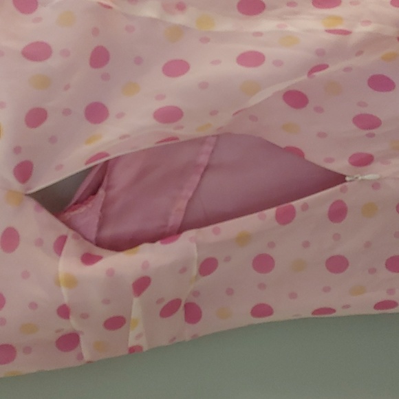 Vintage 100% Silk Dress Size 14 Polka Dot Pink - Picture 9 of 16